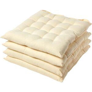 Homescapes Model - Cream Seat Pad Set of 4 - 40x40cm Homescapes Model - Cream Seat Pad Set of 4 - 40x40cm