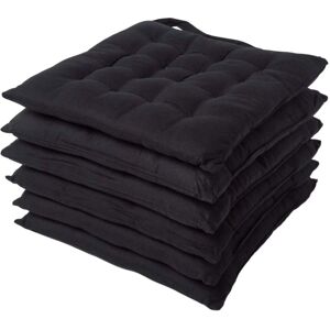Homescapes Black Seat Pad Set of 6 - Seat Pad Homescapes Black Seat Pad Set of 6 - Seat Pad
