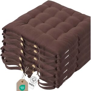 Homescapes Chocolate Brown Seat Pad Set of 6 - Seat Pad Homescapes Chocolate Brown Seat Pad Set of 6 - Seat Pad