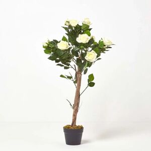 Homescapes White Potted Rose Tree Artificial Plant - 90cm - Indoor Decor Homescapes White Potted Rose Tree Artificial Plant - 90cm - Indoor Decor