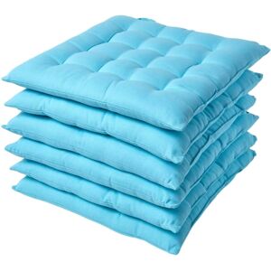 Homescapes Light Blue Cotton Seat Pad Set of 6 Homescapes Light Blue Cotton Seat Pad Set of 6