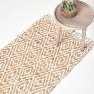 Homescapes Sierra Neutral Diamond Pattern Hemp Chindi Rug - Rug Homescapes Sierra Neutral Diamond Pattern Hemp Chindi Rug - Rug