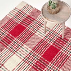 Homescapes Walker Red Tartan Check Non-Slip Wool Rug - Rug Homescapes Walker Red Tartan Check Non-Slip Wool Rug - Rug