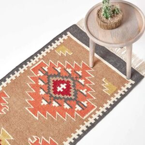 Homescapes Jaipur Handwoven Patterned Wool Rug - 66 x 200cm Homescapes Jaipur Handwoven Patterned Wool Rug - 66 x 200cm