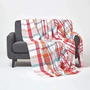 Homescapes Red Tartan Cotton Throw - 225 x 255 cm Homescapes Red Tartan Cotton Throw - 225 x 255 cm