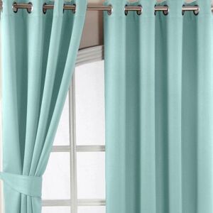 Homescapes Light Blue Herringbone Blackout Curtains Pair - Energy-saving Thermal Blockout Homescapes Light Blue Herringbone Blackout Curtains Pair - Energy-saving Thermal Blockout