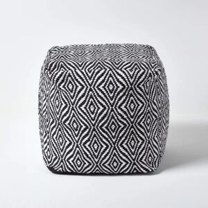 Homescapes Trance Black and White Diamond Pattern Recycled Fibre Square Bean Filled Pouffe - Pouffe Homescapes Trance Black and White Diamond Pattern Recycled Fibre Square Bean Filled Pouffe - Pouffe