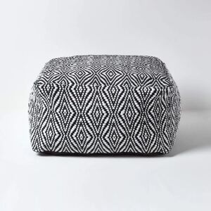 Homescapes Black and White Diamond Pattern Recycled Fibre Square Bean Pouffe - 60 cm Homescapes Black and White Diamond Pattern Recycled Fibre Square Bean Pouffe - 60 cm