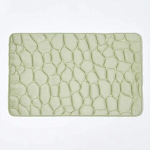 Homescapes Sage Green Memory Foam Bath Mat - Non-Slip Pebble Design Homescapes Sage Green Memory Foam Bath Mat - Non-Slip Pebble Design