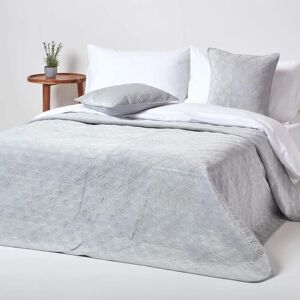 Homescapes Grey Velvet Bedspread - Geometric Pattern Elegance Homescapes Grey Velvet Bedspread - Geometric Pattern Elegance
