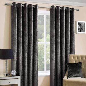 Homescapes Dark Grey Luxury Crushed Velvet Eyelet Curtain Pair - Curtain Homescapes Dark Grey Luxury Crushed Velvet Eyelet Curtain Pair - Curtain