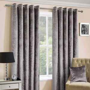 Homescapes Silver Luxury Crushed Velvet Lined Eyelet Curtain Pair - Curtain Homescapes Silver Luxury Crushed Velvet Lined Eyelet Curtain Pair - Curtain
