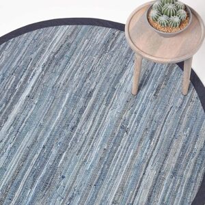 Homescapes Blue Denim Handwoven Striped Chindi Rug - Rug Homescapes Blue Denim Handwoven Striped Chindi Rug - Rug