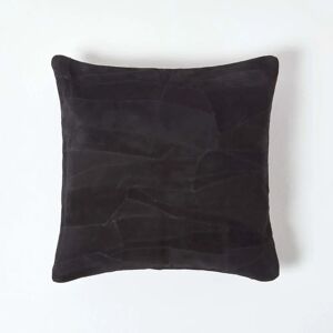 Homescapes Black Leather Suede Cushion - Cushion Homescapes Black Leather Suede Cushion - Cushion