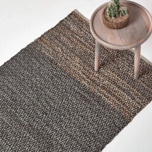 Homescapes Grey Recycled Leather Handwoven Herringbone Rug - Rug Homescapes Grey Recycled Leather Handwoven Herringbone Rug - Rug