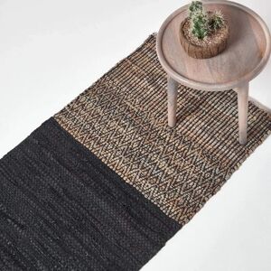 Homescapes Recycled Leather Handwoven Herringbone Hall Runner - 66 x 200 cm - Hall Runner Homescapes Recycled Leather Handwoven Herringbone Hall Runner - 66 x 200 cm - Hall Runner
