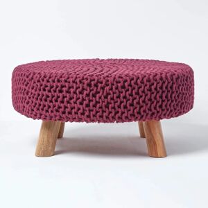 Homescapes Plum Cotton Footstool - Footstool Homescapes Plum Cotton Footstool - Footstool