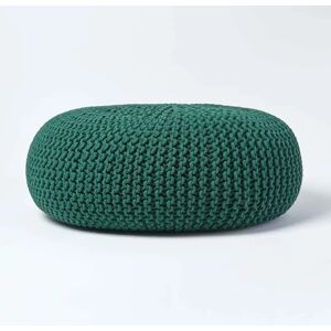 Homescapes Vert Forêt Pouf Rond en Coton Tricoté - Pouffe - Publicité Homescapes Vert Forêt Pouf Rond en Coton Tricoté - Pouffe - Publicité