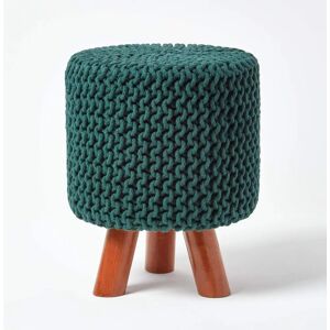 Homescapes Vert Forêt Haut Pouf en Coton Tricoté - Pouf - Publicité Homescapes Vert Forêt Haut Pouf en Coton Tricoté - Pouf - Publicité