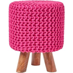 Homescapes Hot Pink Tall Knitted Cotton Footstool - Footstool Homescapes Hot Pink Tall Knitted Cotton Footstool - Footstool
