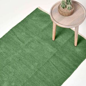 Homescapes Dark Olive 100% Cotton Chenille Rug - Rug Homescapes Dark Olive 100% Cotton Chenille Rug - Rug