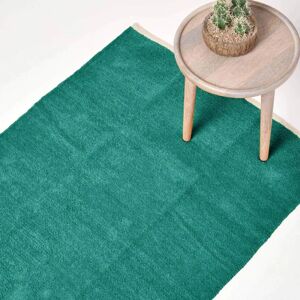 Homescapes Teal Green Cotton Chenille Rug - 45x70cm Homescapes Teal Green Cotton Chenille Rug - 45x70cm