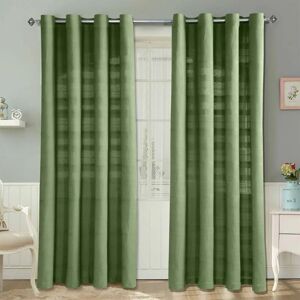 Homescapes Olive Cotton Ribbed Curtain Pair - Curtains Homescapes Olive Cotton Ribbed Curtain Pair - Curtains