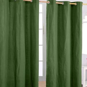 Homescapes Dark Olive Green Cotton Curtain Pair - Curtains Homescapes Dark Olive Green Cotton Curtain Pair - Curtains