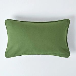 Homescapes Olive Green Cotton Cushion Cover - Rectangular 30x50cm Homescapes Olive Green Cotton Cushion Cover - Rectangular 30x50cm