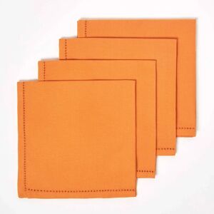 Homescapes Burnt Orange Cotton Fabric 4 Napkins Set - Napkins Set Homescapes Burnt Orange Cotton Fabric 4 Napkins Set - Napkins Set