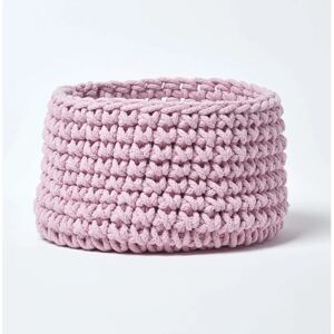 Homescapes Cotton Knitted Round Storage Basket - 37x21 cm Bright Pink Homescapes Cotton Knitted Round Storage Basket - 37x21 cm Bright Pink