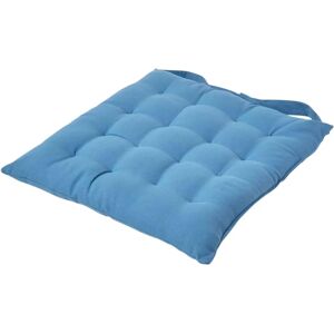 Homescapes Airforce Blue Cotton Seat Pad with Button Straps - Seat Pad Homescapes Airforce Blue Cotton Seat Pad with Button Straps - Seat Pad