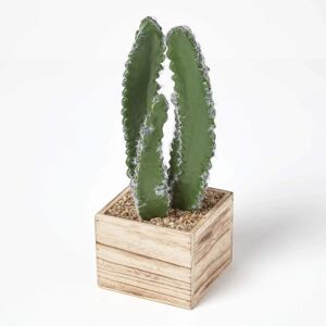 Homescapes Artificial Cactus Plant In Wooden Pot - Unisex Homescapes Artificial Cactus Plant In Wooden Pot - Unisex