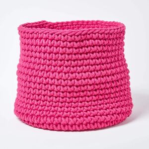Homescapes Hot Pink Cotton Knitted Storage Basket - Storage Basket Homescapes Hot Pink Cotton Knitted Storage Basket - Storage Basket