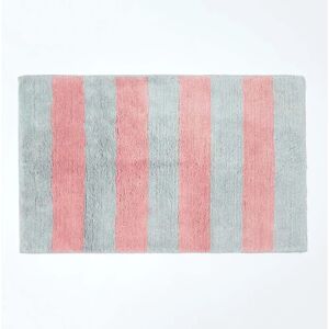Homescapes Pink and Grey Striped Cotton Bath Mat - Bath Mat Homescapes Pink and Grey Striped Cotton Bath Mat - Bath Mat