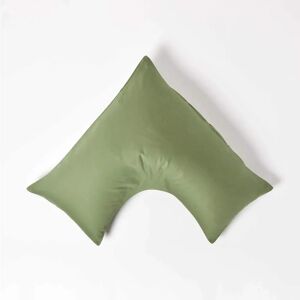 Homescapes Moss Green Organic Cotton V Shaped Pillowcase - 400 Thread Count Homescapes Moss Green Organic Cotton V Shaped Pillowcase - 400 Thread Count