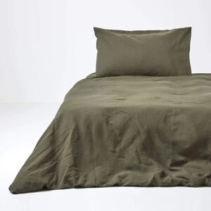 Homescapes Khaki Green European Linen Duvet Cover Set - Euro Size Homescapes Khaki Green European Linen Duvet Cover Set - Euro Size