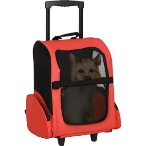 Pawhut Pet Travel Backpack Bag Cat Puppy Dog Carrier w/ Trolley and Handle Red One Size Pawhut Pet Travel Backpack Bag Cat Puppy Dog Carrier w/ Trolley and Handle Red One Size