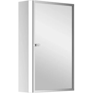 HOMCOM Silver Stainless Steel Bathroom Mirror Cabinet with Shelves HOMCOM Silver Stainless Steel Bathroom Mirror Cabinet with Shelves