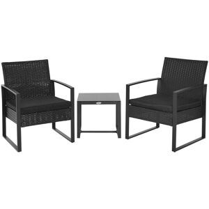 Outsunny 3 Pieces Rattan Patio Bistro Set 2 Chairs Coffee Side Table Set - Bistro Set Outsunny 3 Pieces Rattan Patio Bistro Set 2 Chairs Coffee Side Table Set - Bistro Set