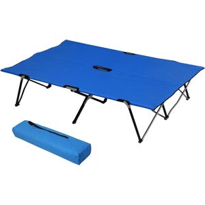 Outsunny Double Camping Folding Cot - Portable Sunbed - Blue Outsunny Double Camping Folding Cot - Portable Sunbed - Blue