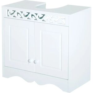 HOMCOM White Wooden Bathroom Under Sink Storage Cabinet - Double Doors HOMCOM White Wooden Bathroom Under Sink Storage Cabinet - Double Doors