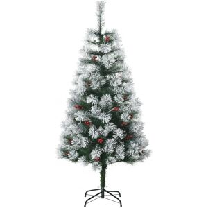 HOMCOM 5ft Artificial Christmas Tree Snow Green - Christmas Tree HOMCOM 5ft Artificial Christmas Tree Snow Green - Christmas Tree