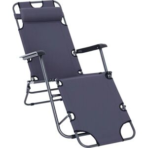 Outsunny Grey 2-in-1 Folding Sun Lounger - Outdoor Furniture Outsunny Grey 2-in-1 Folding Sun Lounger - Outdoor Furniture