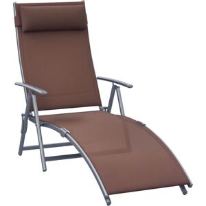 Outsunny Sun Lounger Foldable 7 Levels Textilene Brown - Sun Lounger Outsunny Sun Lounger Foldable 7 Levels Textilene Brown - Sun Lounger