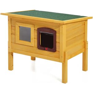 Pawhut Wooden Cat House - Outdoor Waterproof Shelter for Garden Pawhut Wooden Cat House - Outdoor Waterproof Shelter for Garden