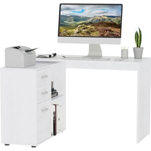 HOMCOM White L-Shaped Computer Desk with Drawer, Shelf, and File Cabinet - Computer Desk HOMCOM White L-Shaped Computer Desk with Drawer, Shelf, and File Cabinet - Computer Desk