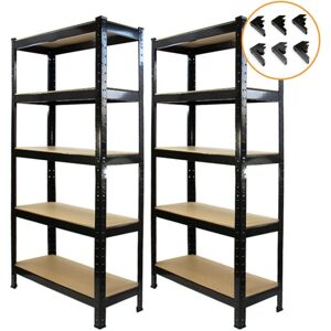 Monster Racking 2 x T-RAX Black Metal Shelving Units - Garage 5 Tiers Monster Racking 2 x T-RAX Black Metal Shelving Units - Garage 5 Tiers