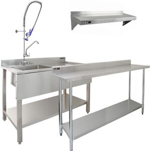 KuKoo Commercial Sink & Shelves - Catering Table & Pre-Rinse KuKoo Commercial Sink & Shelves - Catering Table & Pre-Rinse