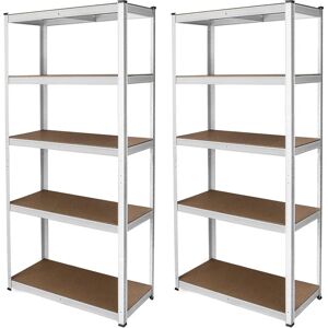 MonsterShop 2x 5-tier White Storage Shelves Heavy Duty Garage Warehouse MonsterShop 2x 5-tier White Storage Shelves Heavy Duty Garage Warehouse
